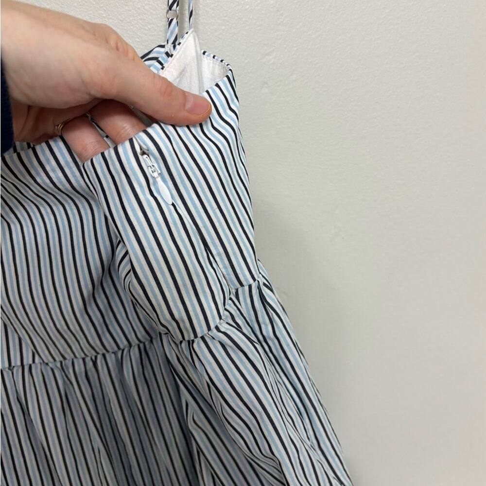 J. Crew Tie-Back Tiered Dress in Blue and White Stripe - Size 18 - Picture 5 of 7